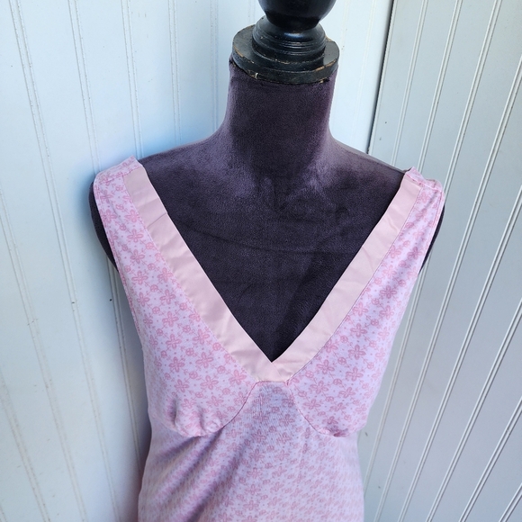 Pink K Women's Nightgown Sleep Shirt Floral Pattern Sleveles Size M - Picture 3 of 9